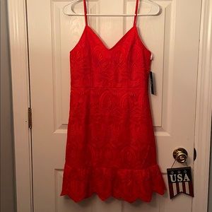 Red fitted dress